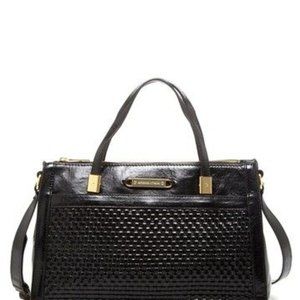 Adrienne Vittadini Black Leather Weave Pattern